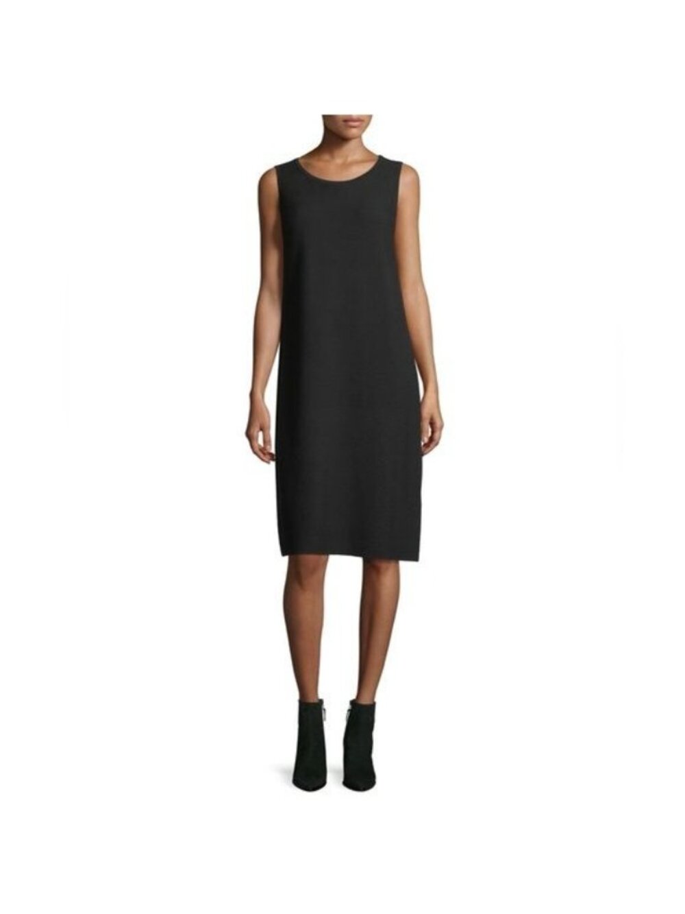 Lafayette 148 Matte Crepe Jumper Dress W Links Stitching In Black